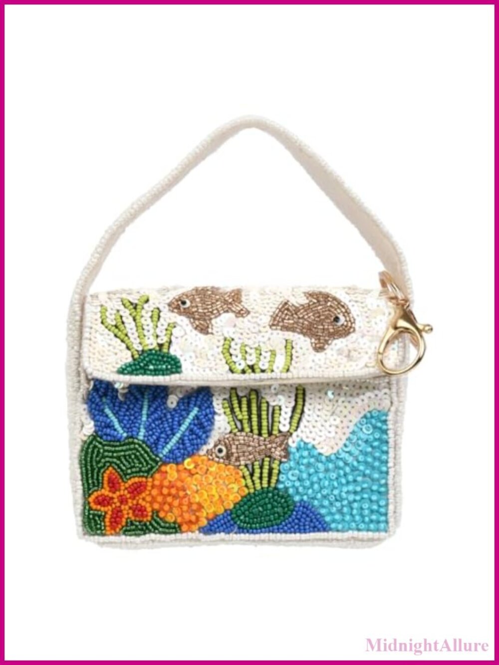 Hand-Beaded Baguette Mini Shoulder Bag Keychain Purse